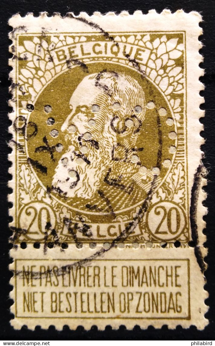 BELGIQUE                    N° 75  Perforé                     OBLITERE - 1905 Grosse Barbe