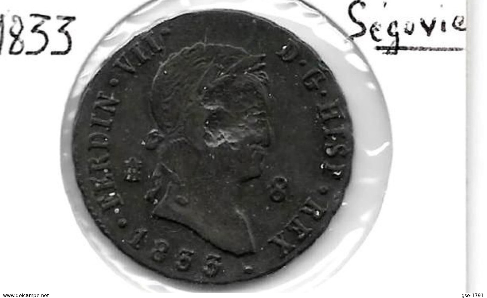 ESPAGNE FERDINAND VII  8 Maravédis 1833  SEGOVIA TTB - Monedas Provinciales