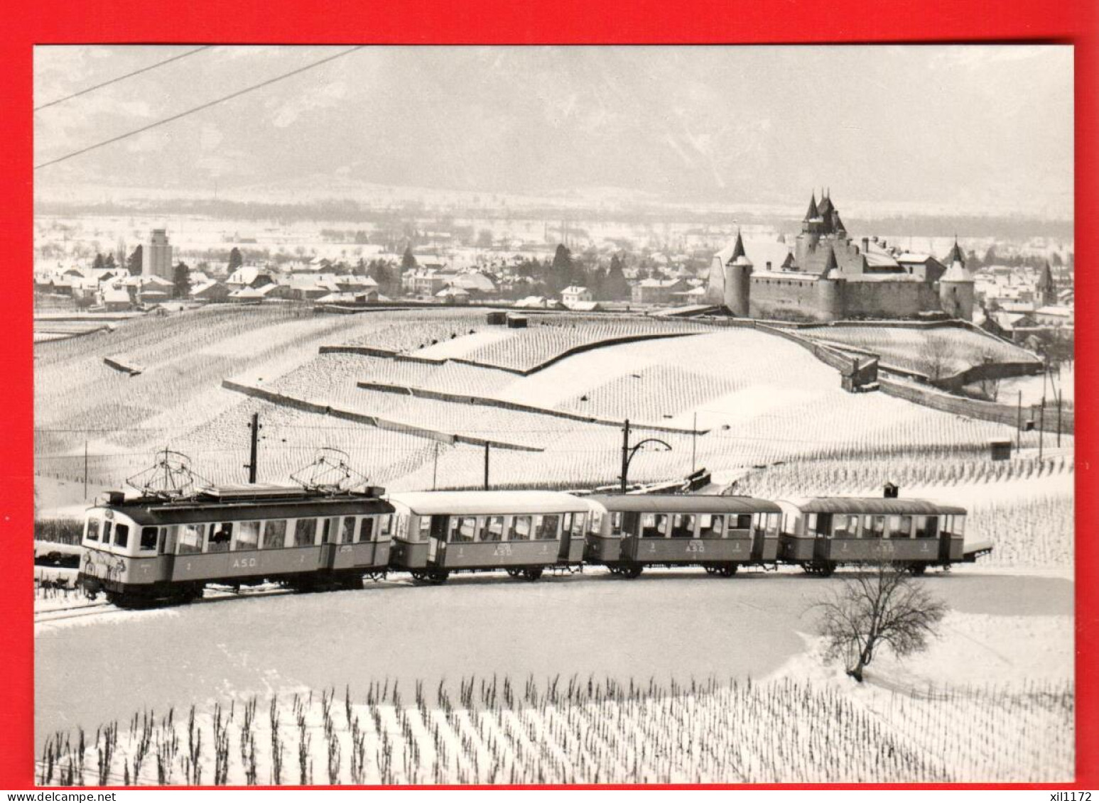 ZVY-14 Train Au-dessus Du Château De Aigle Hiver 1941-42 BVA GF NC - Aigle