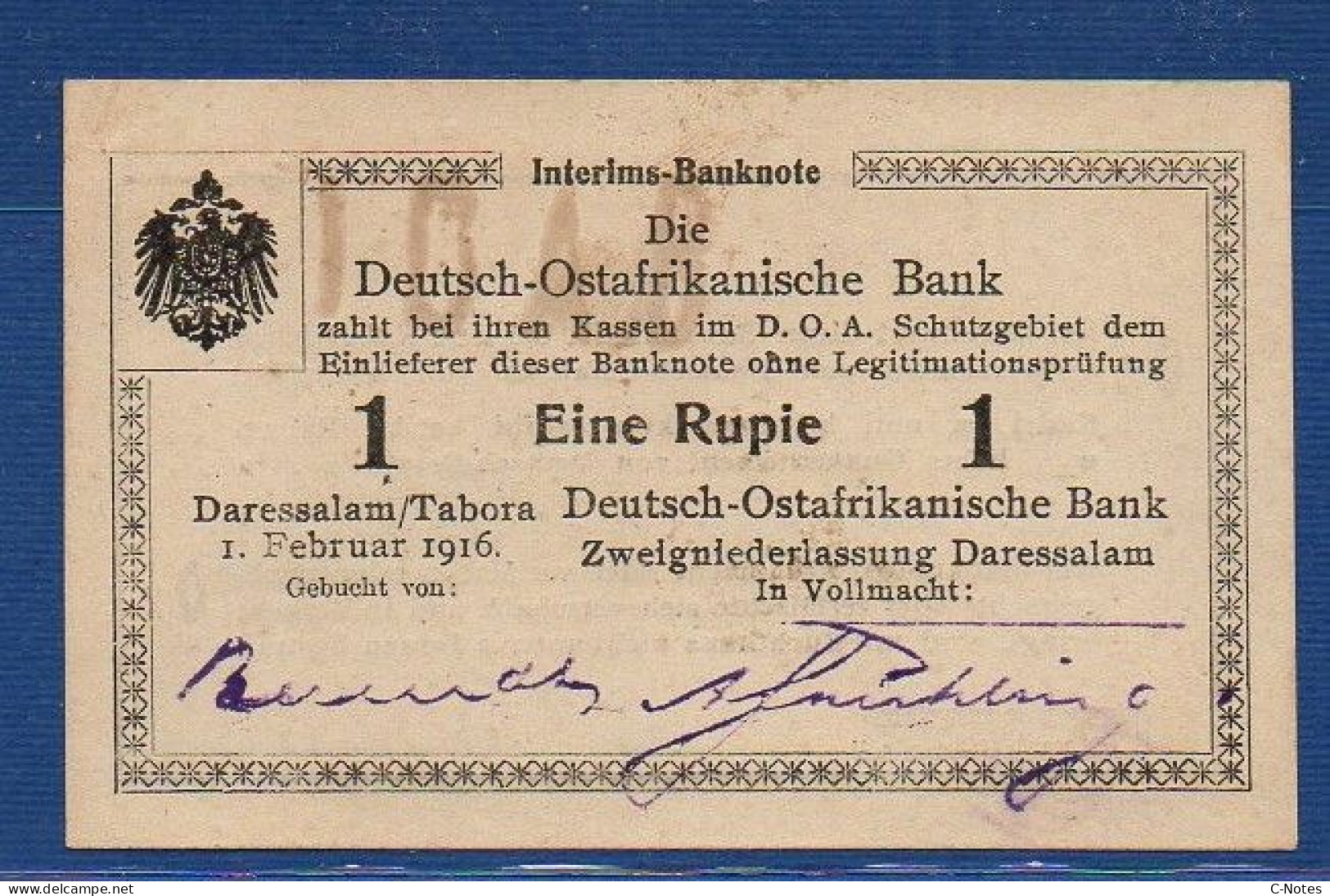 GERMAN EAST AFRICA - P.19 (9) – 1 Rupie 01.02.1916 AUNC, S/n O2 5623 - Deutsch-Ostafrika