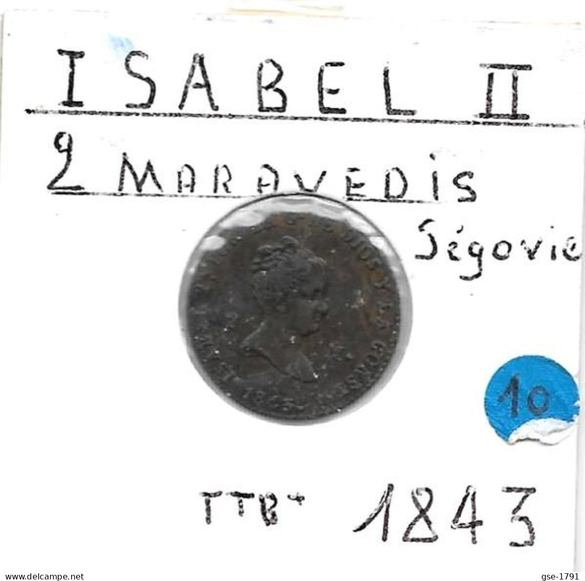 ESPAGNE ISABEL II  2 Maravédis 1843  SEGOVIA TTB - Münzen Der Provinzen