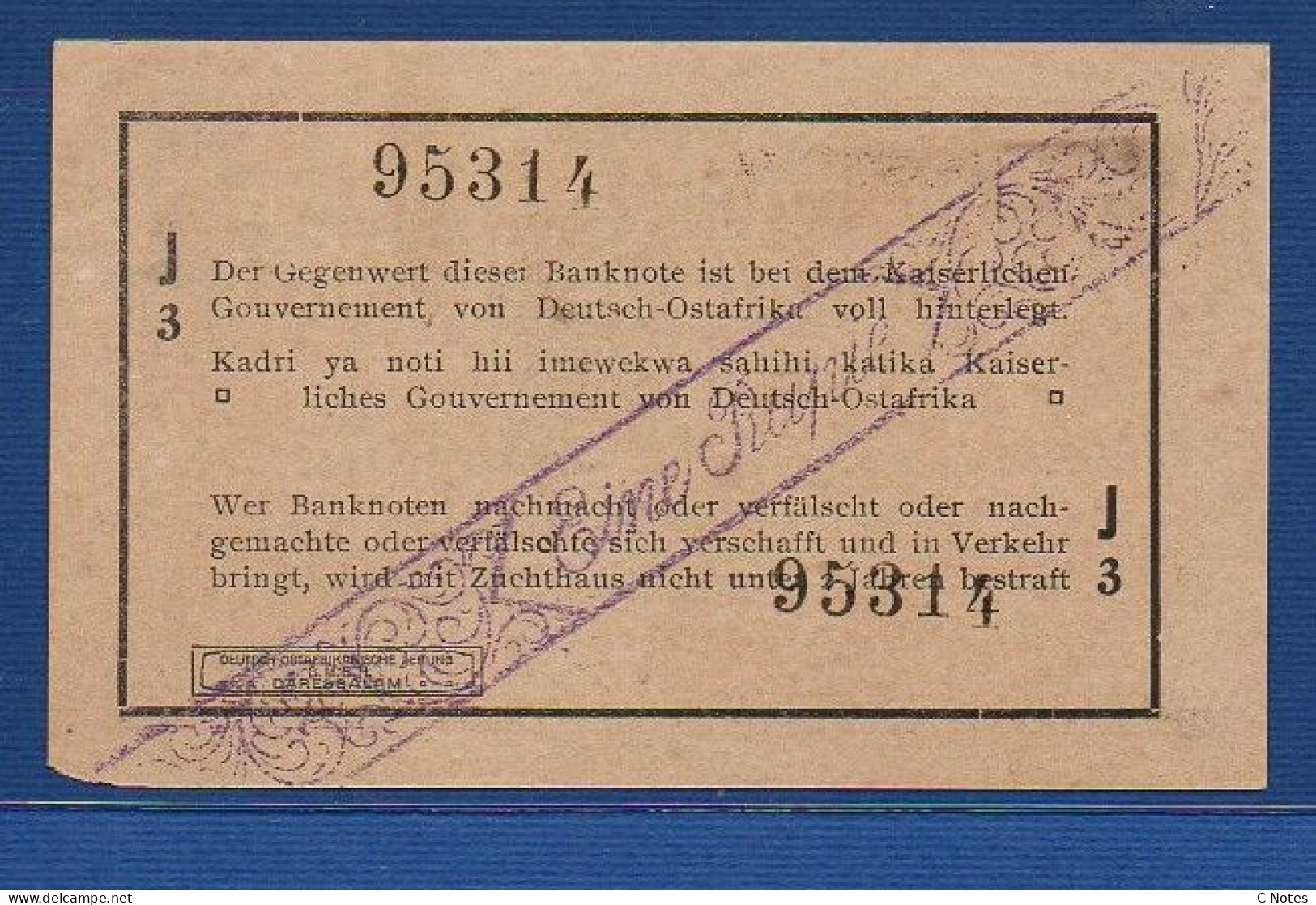 GERMAN EAST AFRICA - P.20a(3) – 1 Rupie 01.02.1916 XF/aUNC, S/n J3 95314 - Deutsch-Ostafrikanische Bank