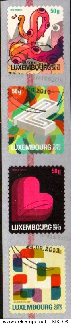 LUXEMBOURG, LUXEMBURG 2013 STREIFEN MI 1974 - 1977,L AUF BRIEFMARKE , ESST GESTEMPELT,OBLITERE - Gebruikt