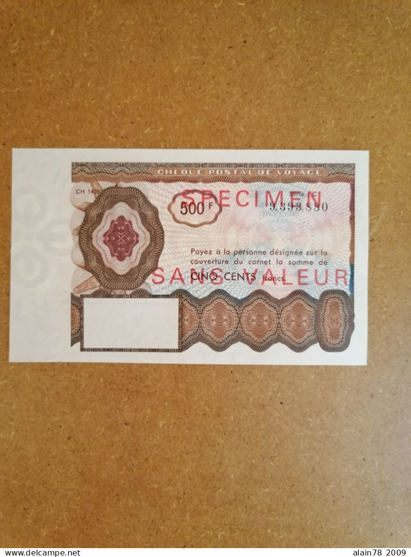 Chèque Postal De Voyage "Spécimen Sans Valeur" 500F - Specimen