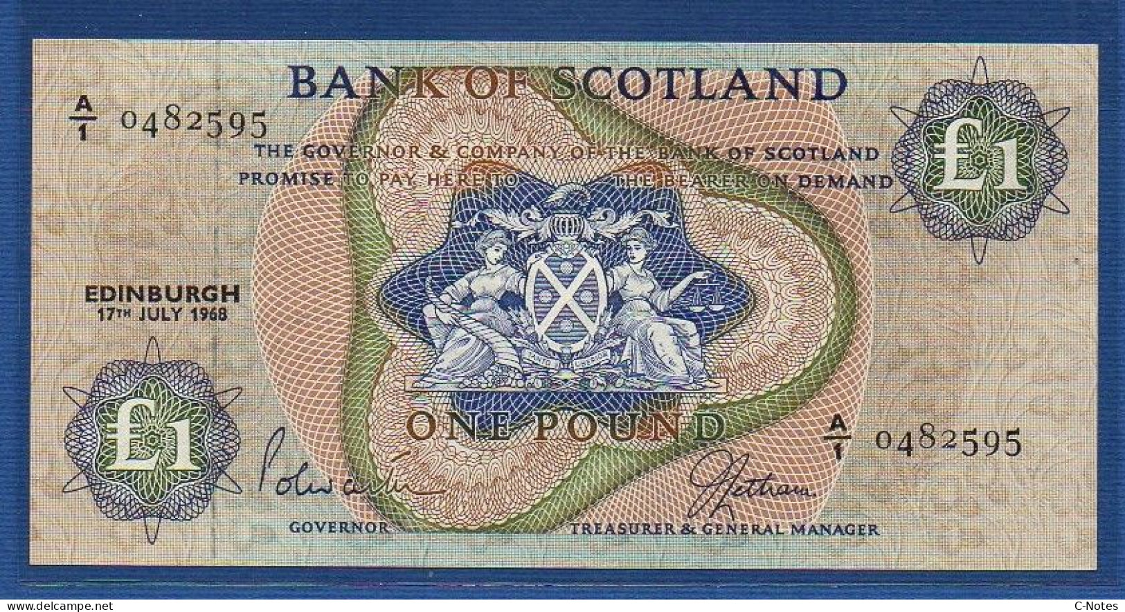 SCOTLAND - P.109a – 1 POUND 17.07.1968 XF/aUNC, S/n A/1 0482595 - 1 Pond