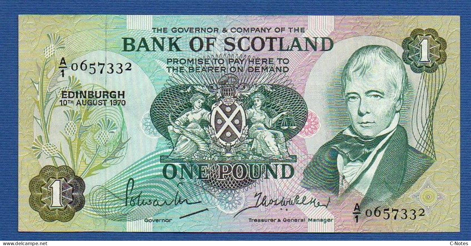 SCOTLAND - P.111a – 1 POUND 10.08.1970 XF+, S/n A/1 0657332 - 1 Pound