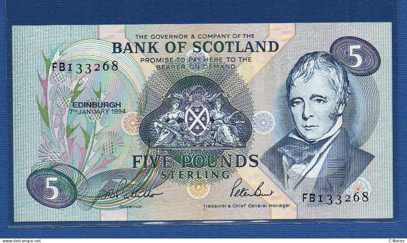 SCOTLAND - P.116b – 5 POUNDS 07.01.1994 UNC-, S/n FB133268 - 5 Pond