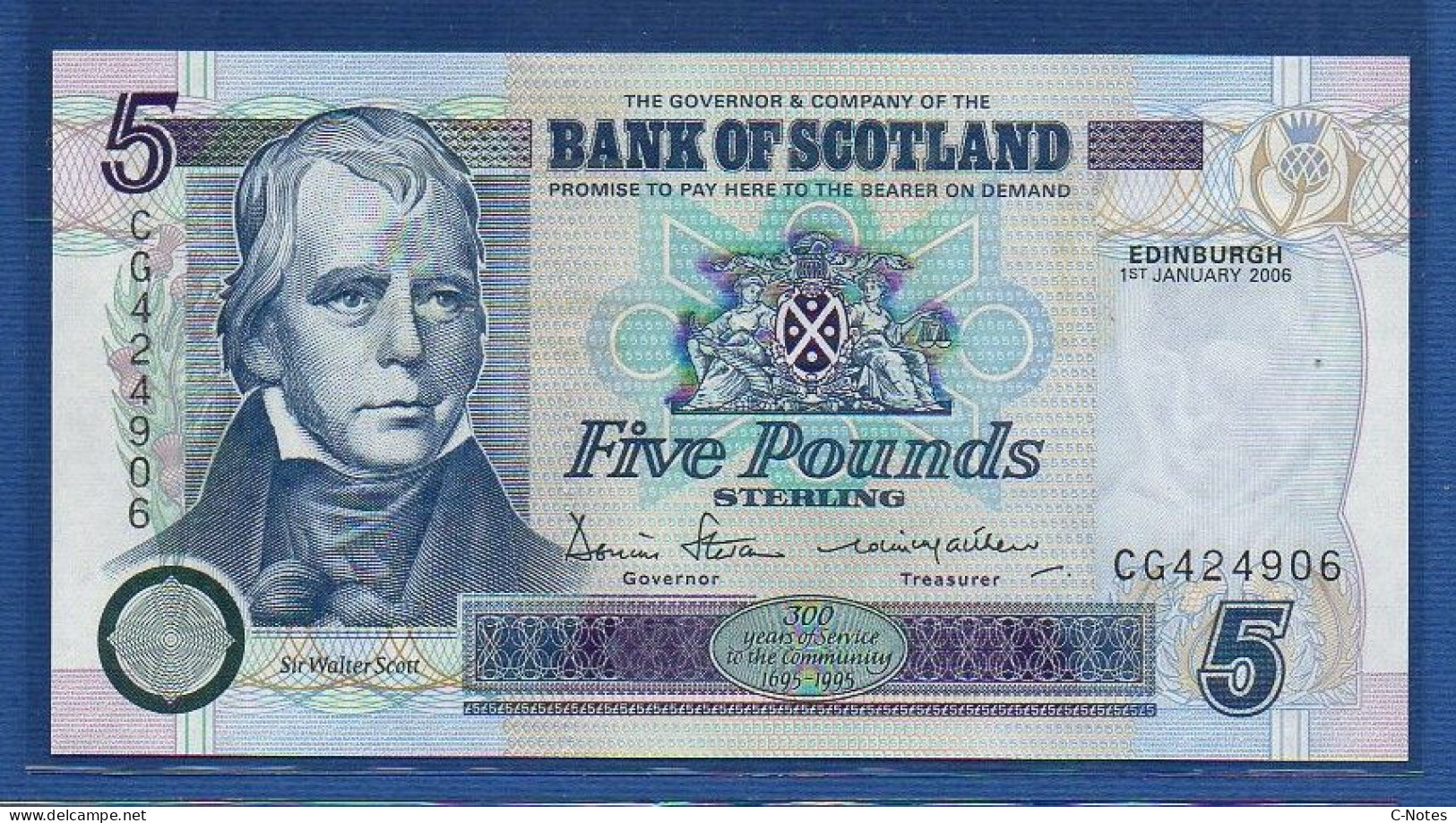 SCOTLAND - P.119e – 5 POUNDS 01.01.2006 UNC, S/n CG424906 - 5 Pond