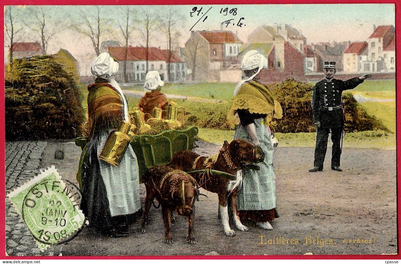 CPA Belgique Belgie - (BRUXELLES) - Laitières Belges "Arrêtez" - Voiture à Chiens, Attelage De Chiens - Old Professions