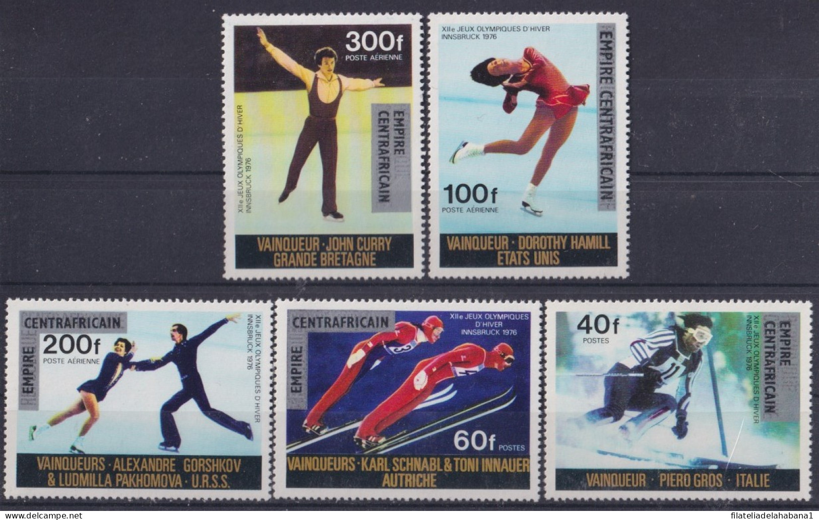 F-EX42378 CENTRAL AFRICA MNH 1976 INNSBRUCK WINTER WINNER OLYMPIC GAMES SKI HOCKEY.  - Winter 1976: Innsbruck