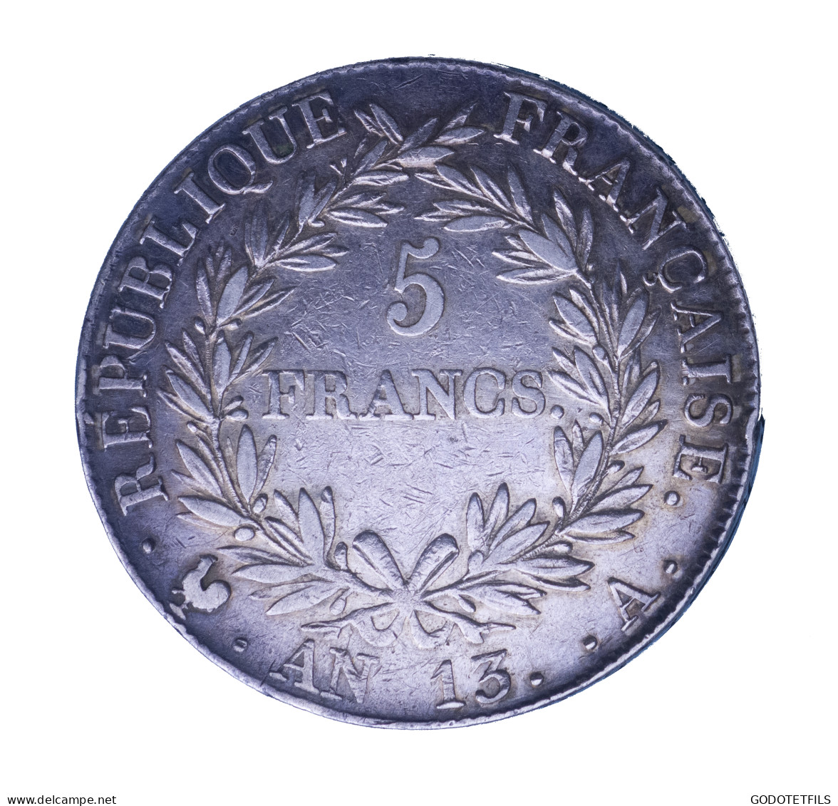 Premier Empire 5 Francs Napoléon Empereur Calendrier Révolutionnaire An 13 Paris - 5 Francs