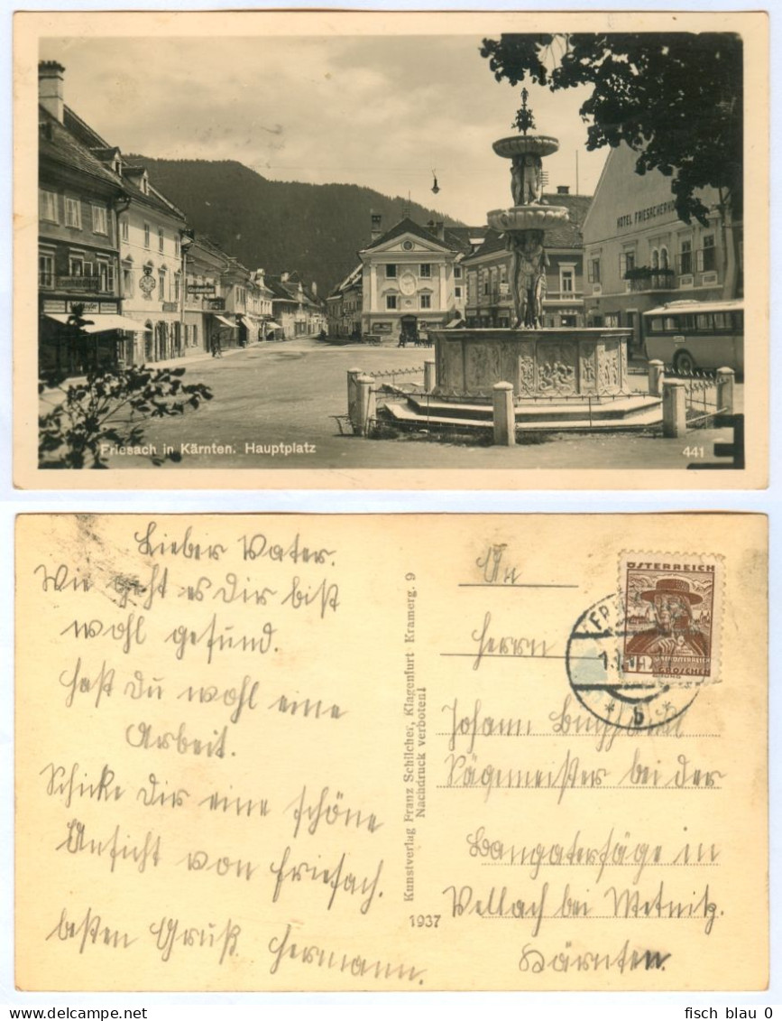 AK 9360 Friesach Hauptplatz Hotel Friesacherhof 1937 Vellach Bei Metnitz Breže Friesacher Feld Metnitztal Kärnten - Friesach