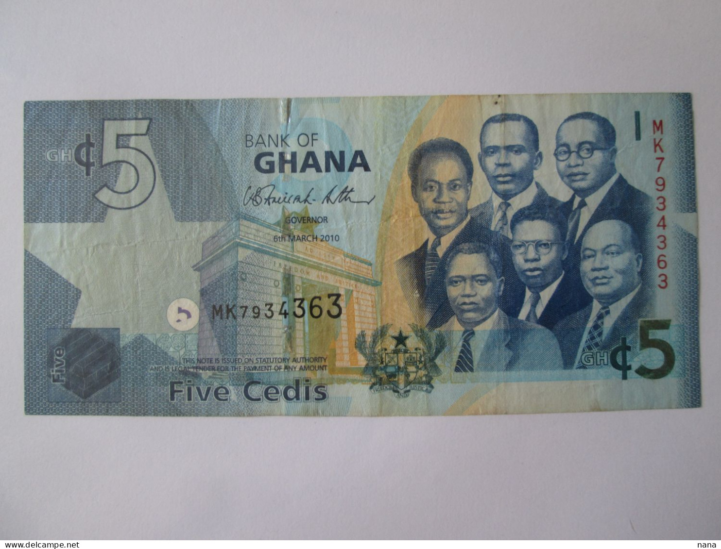 Ghana 5 Cedis 2010 Banknote,see Pictures - Ghana