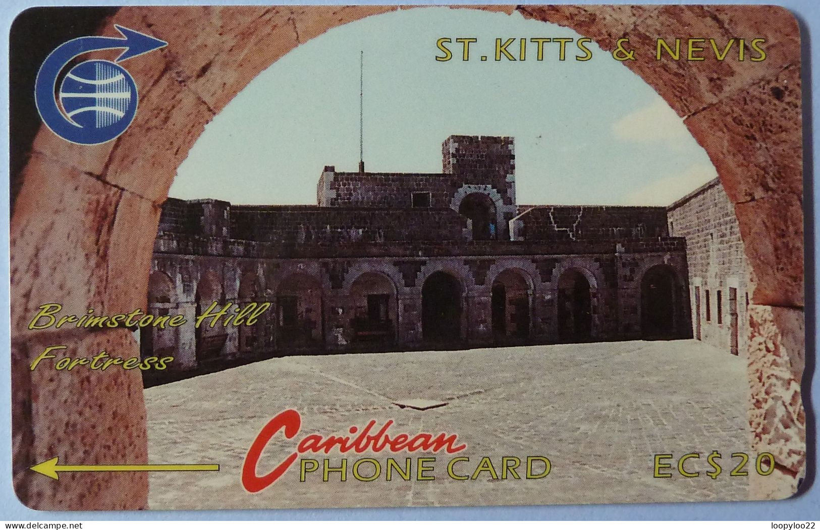 ST KITTS & NEVIS - GPT - STK-3C - Brimstone Hill Fortress - $20 - 3CSKC - 1990 - Used - St. Kitts & Nevis