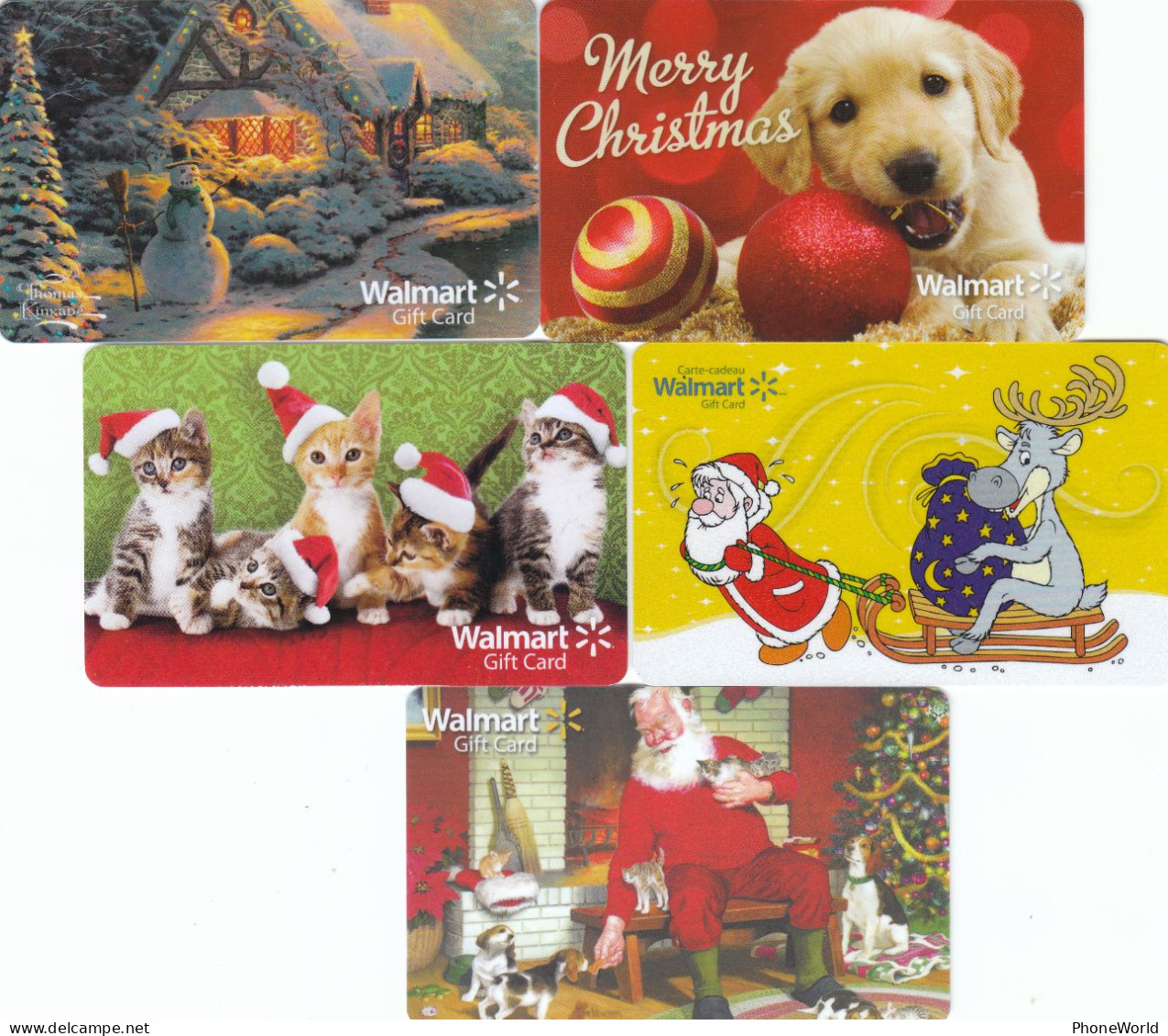 US, Walmart 5x Gift Cards, Christmas, Navidad, Noel - Sonstige & Ohne Zuordnung