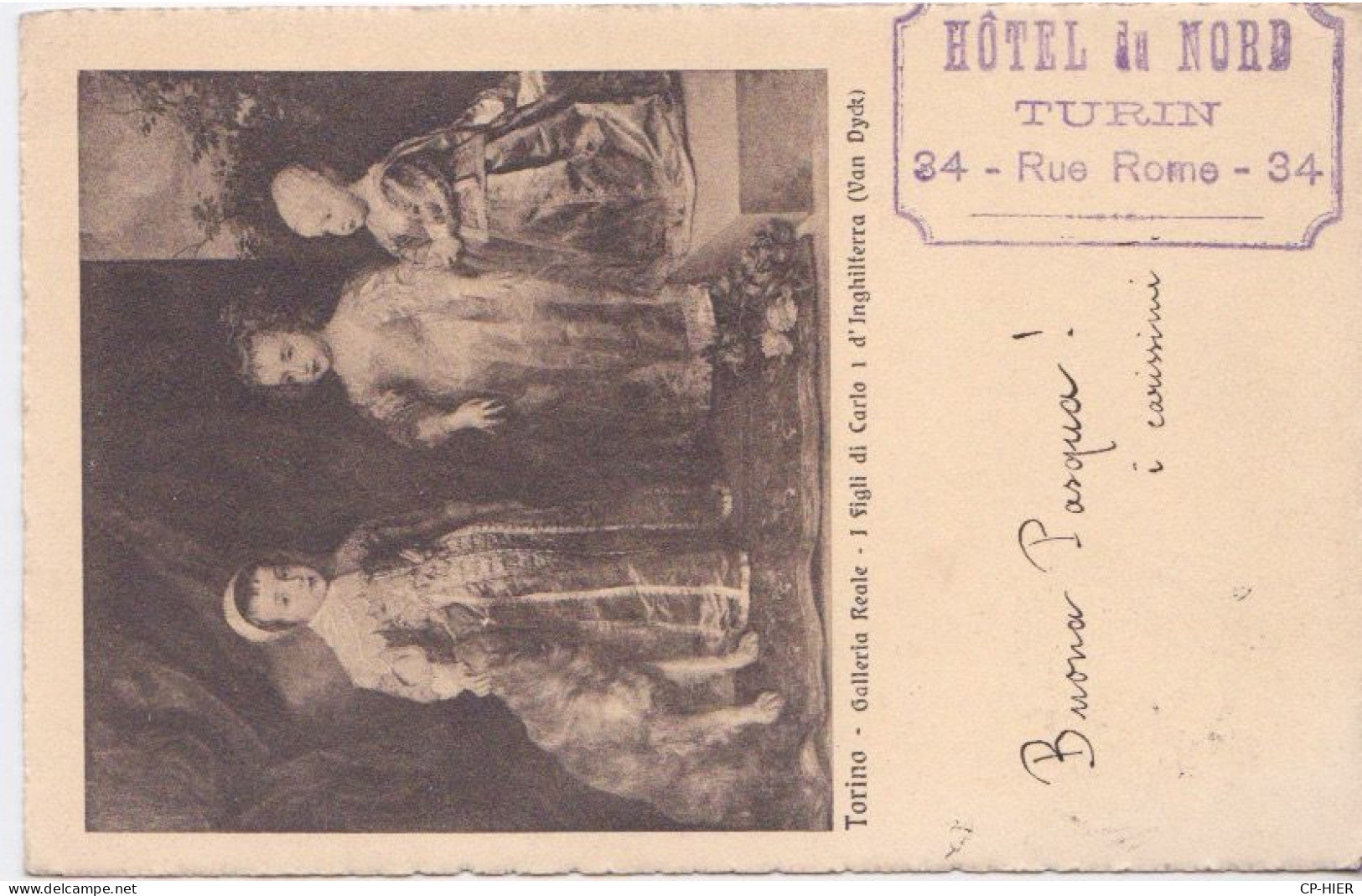 1908 - ITALIE - ITALIA - SICILIA - TORINO - CACHET HOTEL DU NORD DE TURIN  34 RUE DE ROME - Cafés, Hôtels & Restaurants