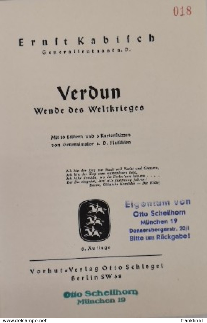 Verdun. Wende Des Weltkrieges. - 5. Guerre Mondiali