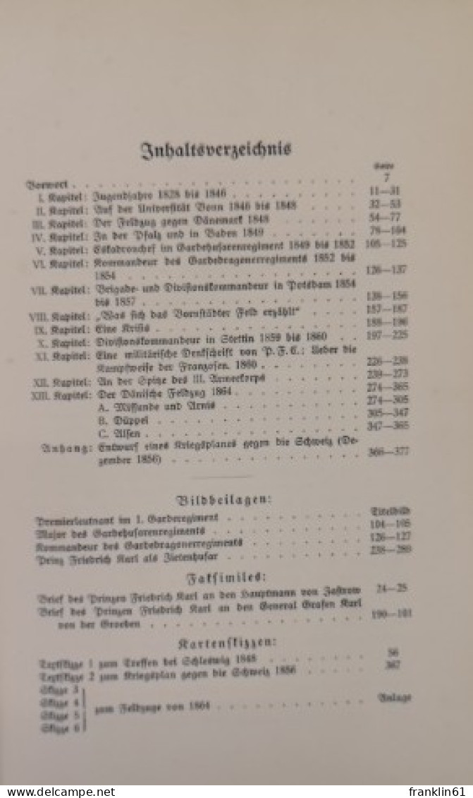Prinz Friedrich Karl Von Preußen. Erster Band. 1828-1864. - Biographies & Mémoires