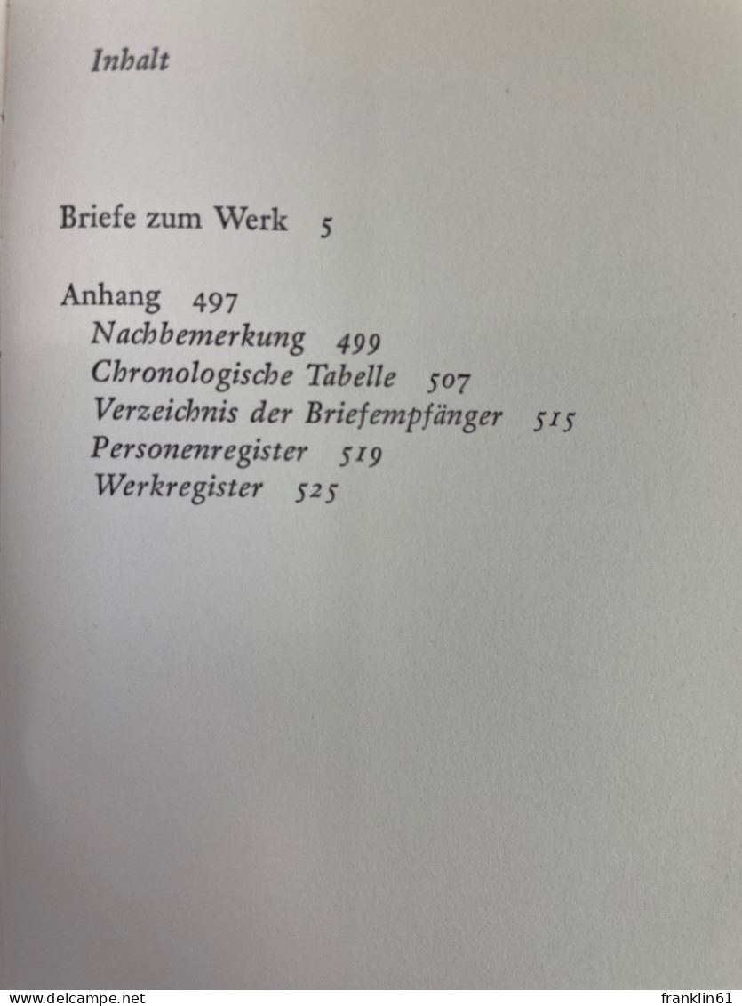 Briefe Zum Werk. - Lyrik & Essays