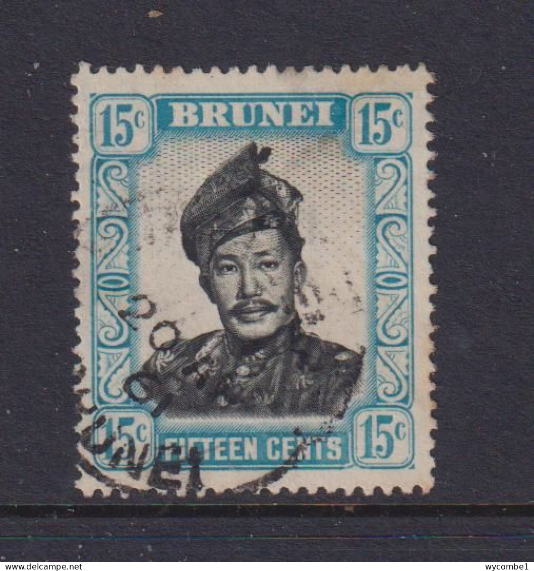 BRUNEI - 1952 Sultan Omar Ali Saifuddin Watermark Multiple Script CA 15c Used As Scan - Brunei (...-1984)