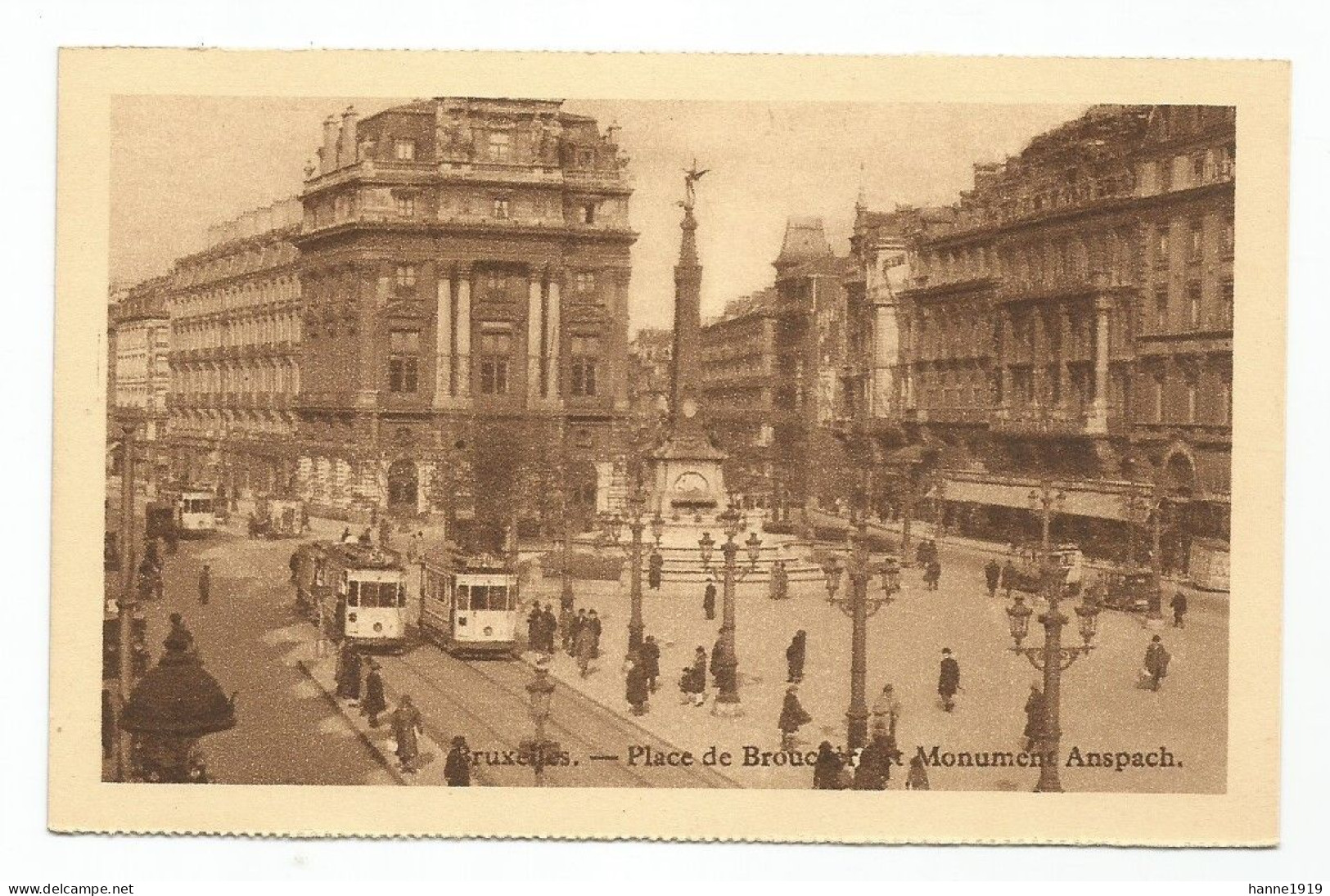 Bruxelles Tram Tramway Place De Brouckère Et Monument Anspach Brussel Htje - Avenues, Boulevards