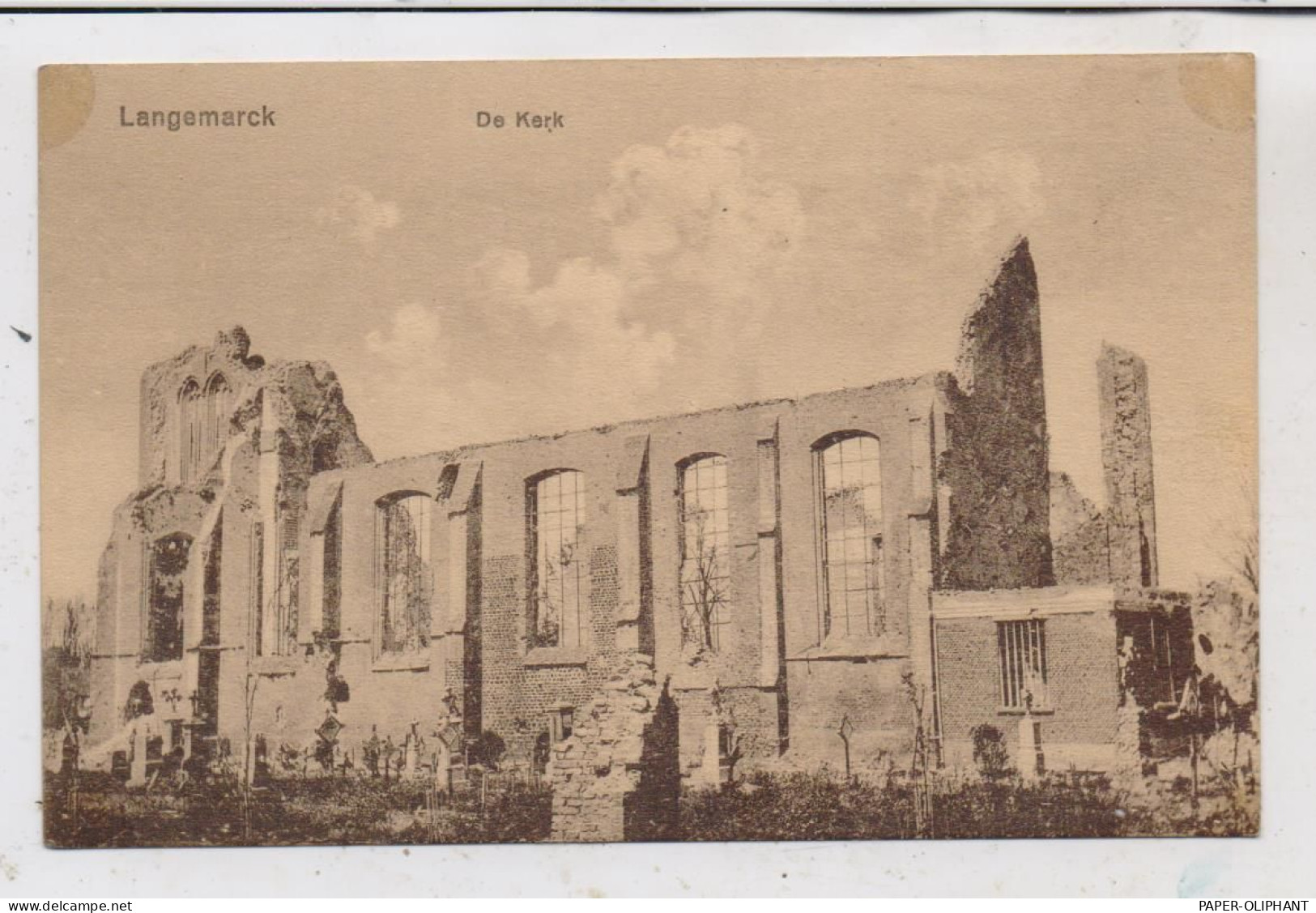 B 8920 LANGEMARK, De Kerk, Zerstörungen 1. Weltkrieg - Langemark-Poelkapelle