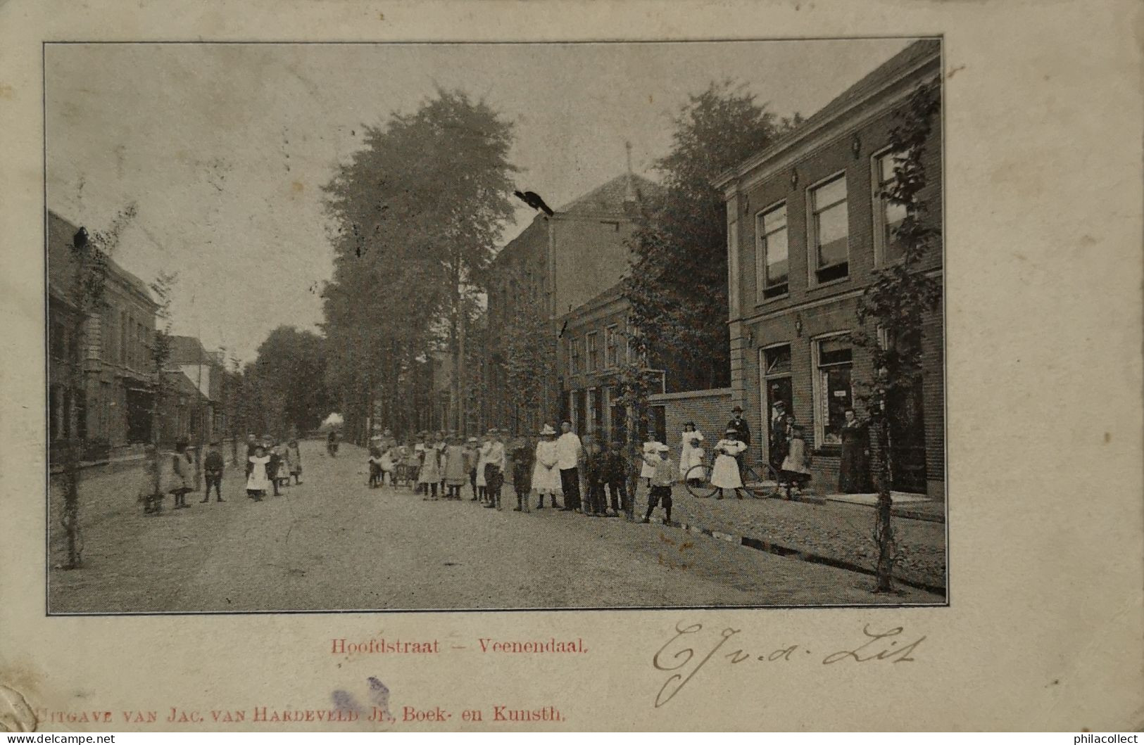 Veenendaal (Utr.) Hoofdstraat  (Veel Volk) 190? Beetje Sleets En Vlekkig - Otros & Sin Clasificación