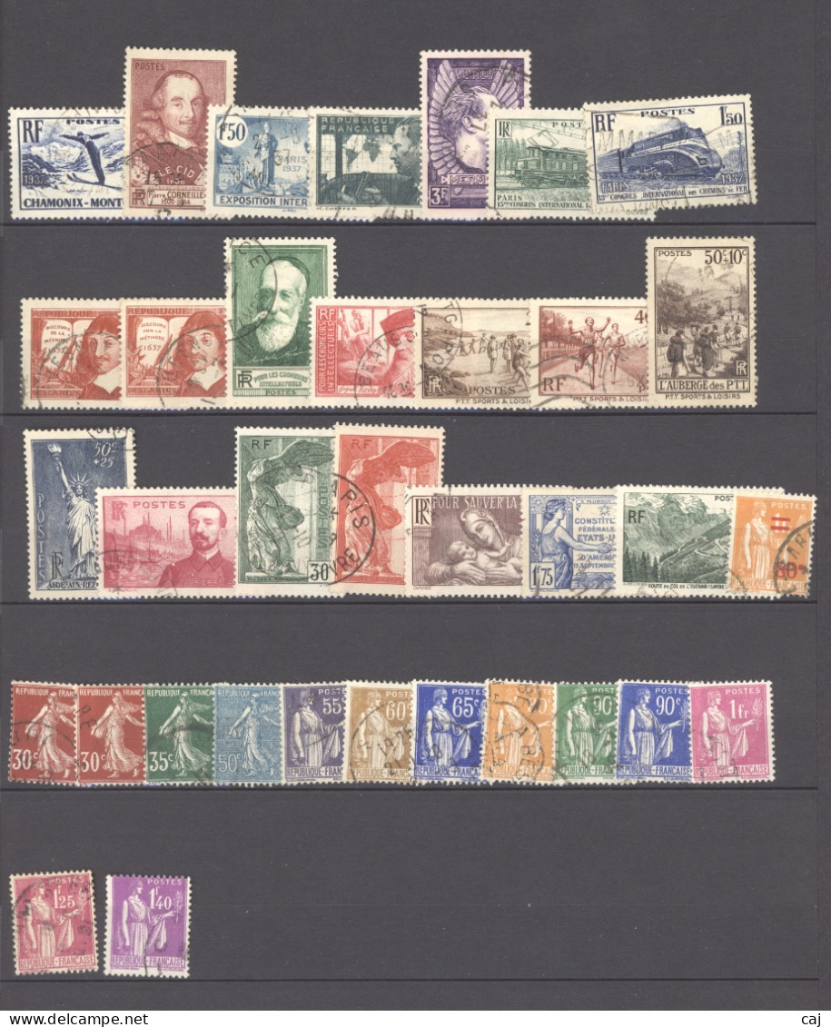 France  -  Années Complètes  -  1937  :  Yv  334-71  (o)  Sauf Pexip - ....-1939