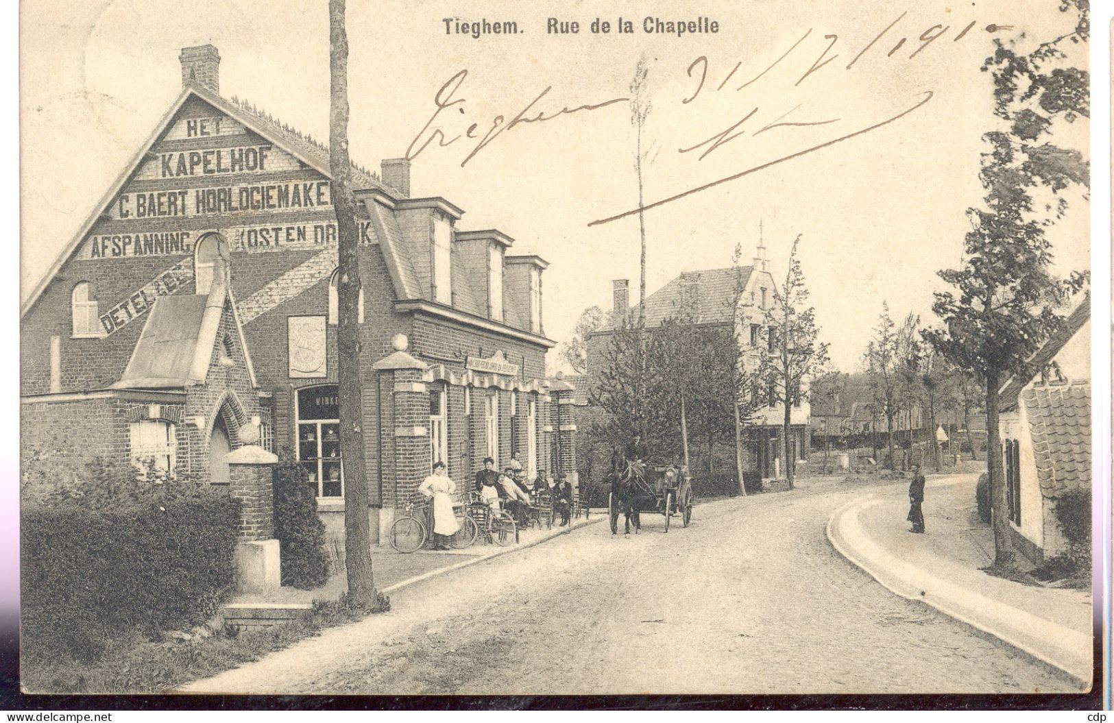 Cpa Tieghem  1910   Attelage   Kapelhof - Anzegem