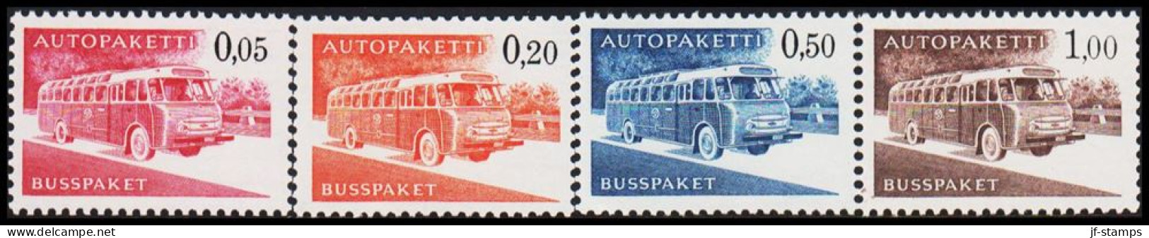 1963-1980. FINLAND. Mail Bus. Complete Set AUTOPAKETTI - BUSSPAKET Never Hinged. Normal... (Michel AP 10-13x) - JF535608 - Envios Por Bus