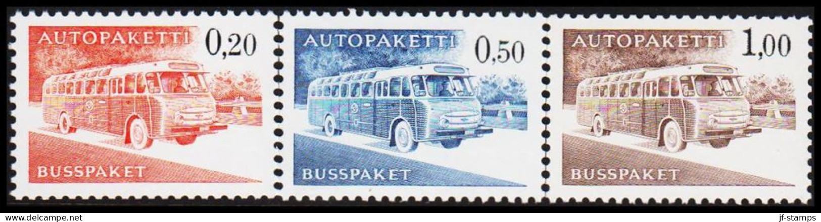 1963-1980. FINLAND. Mail Bus. 0,20 + 0,50  + 1,00 Mk. AUTOPAKETTI - BUSSPAKET Never Hin... (Michel AP 11-13y) - JF535626 - Pakjes Per Postbus