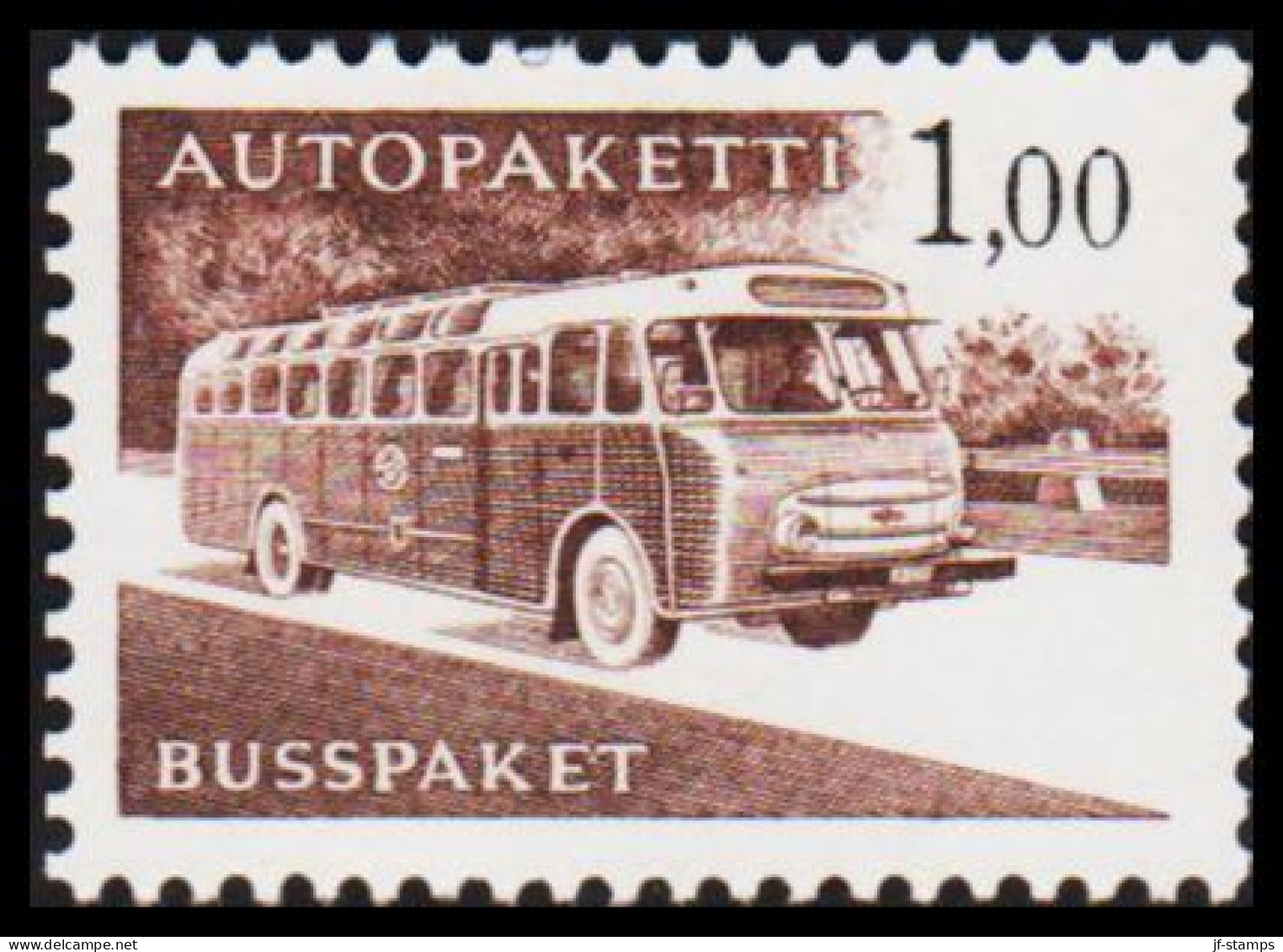 1963-1980. FINLAND. Mail Bus. 1,00 Mk. AUTOPAKETTI - BUSSPAKET Never Hinged. Lumogen Paper... (Michel AP 13y) - JF535633 - Colis Par Autobus