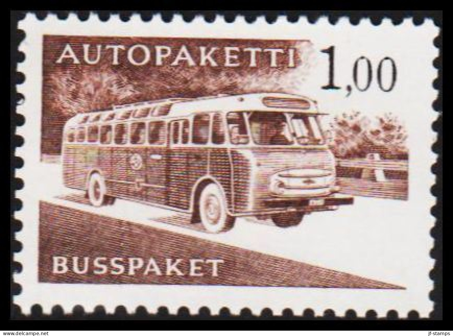 1963-1980. FINLAND. Mail Bus. 1,00 Mk. AUTOPAKETTI - BUSSPAKET Never Hinged. Lumogen Paper... (Michel AP 13y) - JF535634 - Bus Parcels / Colis Par Autobus / Pakjes Per Postbus