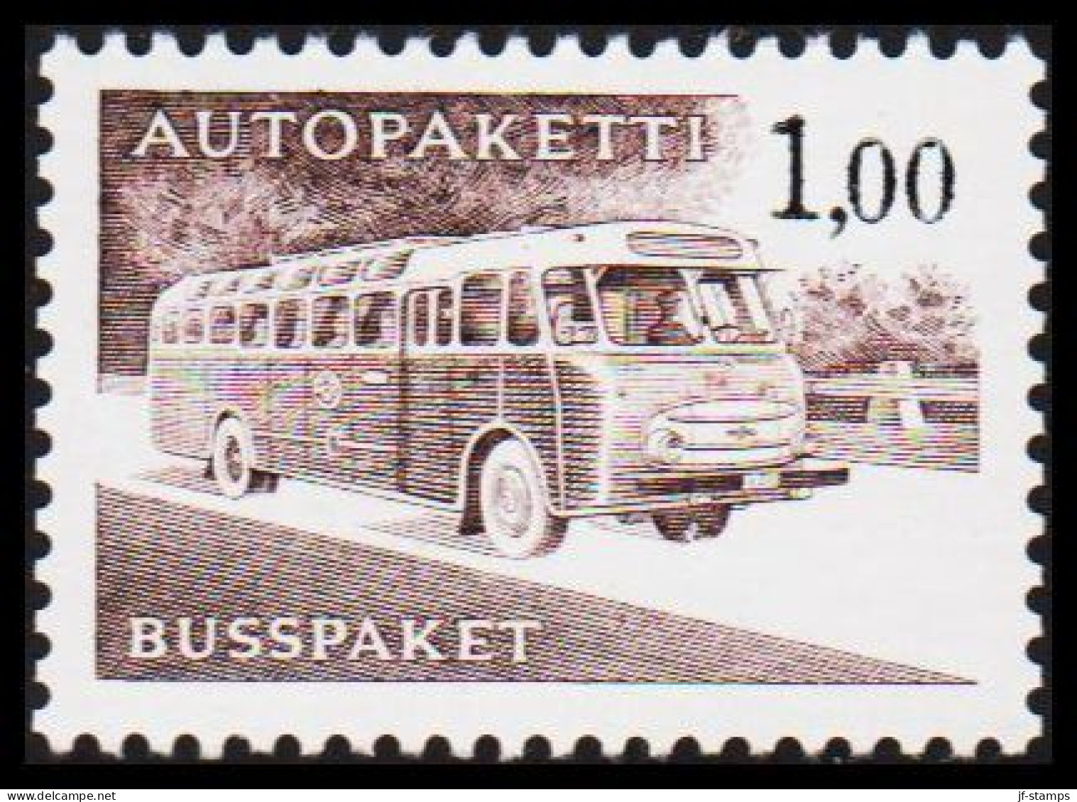 1963-1980. FINLAND. Mail Bus. 1,00 Mk. AUTOPAKETTI - BUSSPAKET Never Hinged. Lumogen Paper... (Michel AP 13y) - JF535636 - Bus Parcels / Colis Par Autobus / Pakjes Per Postbus