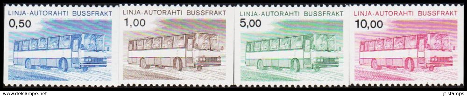 1981. FINLAND. LINJA-AUTORAHTI - BUSSFRAKT. Complete Set (4 V.). Never Hinged. (Michel 14-17) - JF535639 - Colis Par Autobus