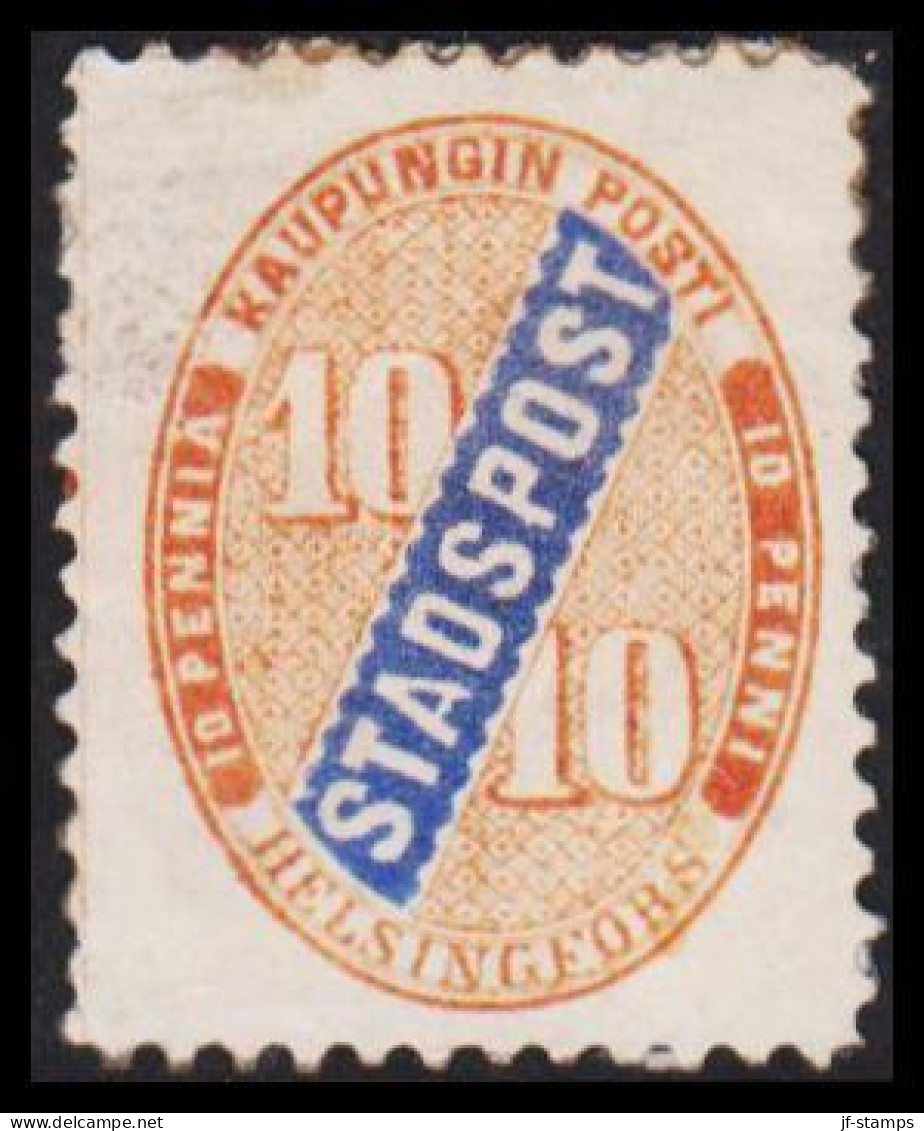 HELSINGFORS STADSPOST. 10 PENNI.  Hinged.  - JF535641 - Ortsausgaben