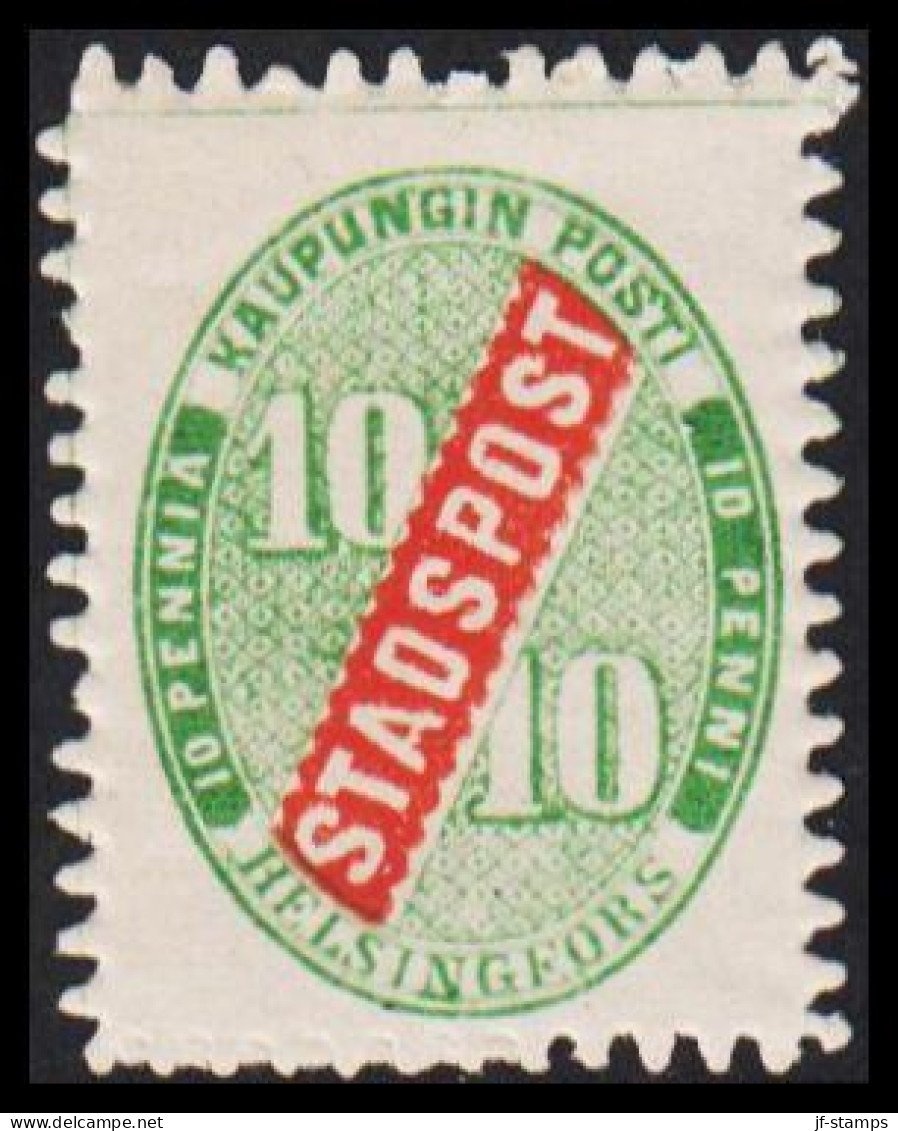 HELSINGFORS STADSPOST. 10 PENNI. REPRINT. Hinged.  - JF535642 - Local Post Stamps