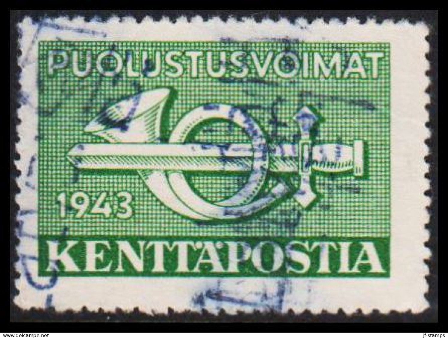 1943. FINLAND. KENTTÄPOSTA 1943 With Interesting Linecancel.  (Michel 2) - JF535647 - Militari