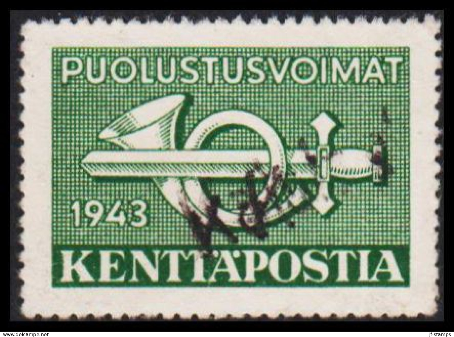 1943. FINLAND. KENTTÄPOSTA 1943 With Interesting Linecancel.  (Michel 2) - JF535650 - Militärmarken