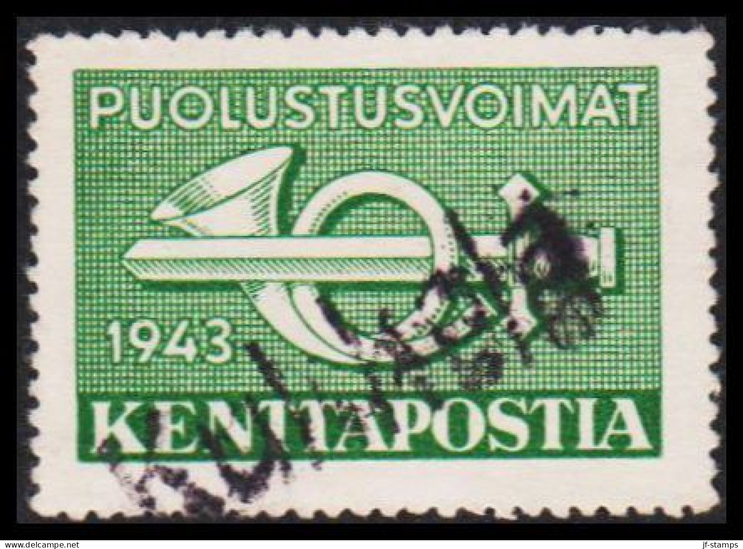 1943. FINLAND. KENTTÄPOSTA 1943 With Interesting Linecancel.  (Michel 2) - JF535651 - Militärmarken