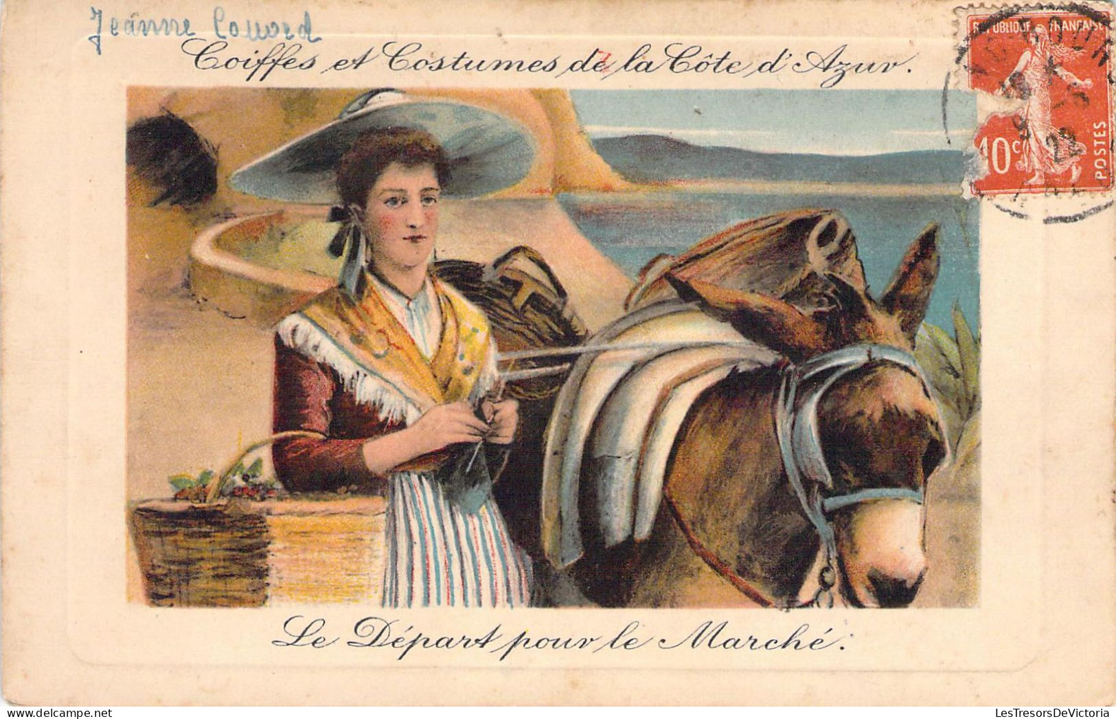 FOLKLORE - Coiffes Et Costumes De La Côte D'Azur - Le Départ Pour Le Marché - Ane - Carte Postale Ancienne - Sonstige & Ohne Zuordnung