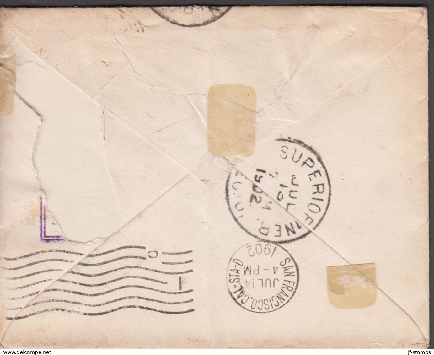 1902. New Zealand.  Landscapes And Birds 2½ D LAKE WAKATIPU  Perf. 12 On Small Cover (tear) To... (MICHEL 69) - JF535724 - Storia Postale