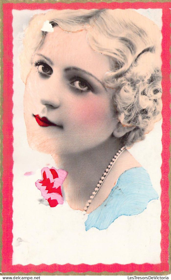 FANTAISIE - Femme - Collier De Perles - Blonde - Carte Postale Ancienne - Femmes