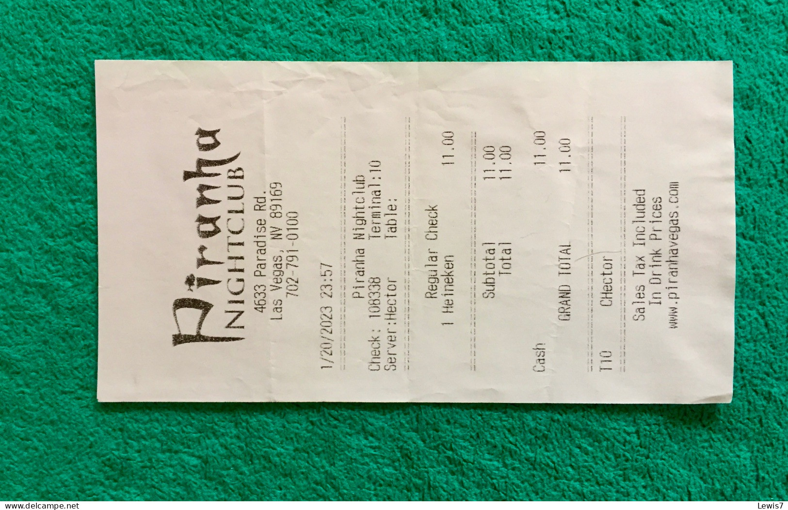 HEINEKEN BEER Ticket - Las Vegas - Nevada - Invoices