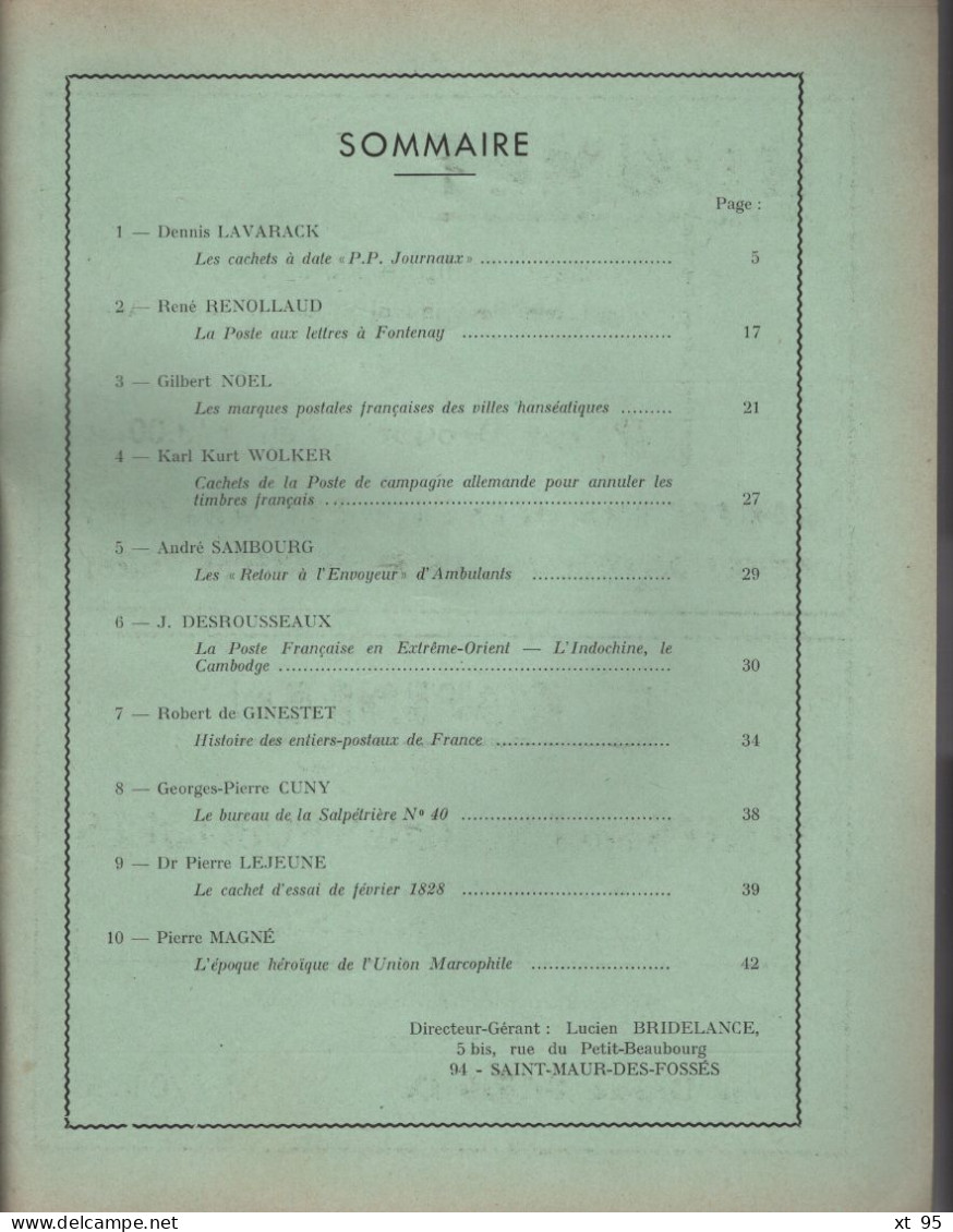 Les Feuilles Marcophiles - N°180 - Voir Sommaire - Französisch (ab 1941)