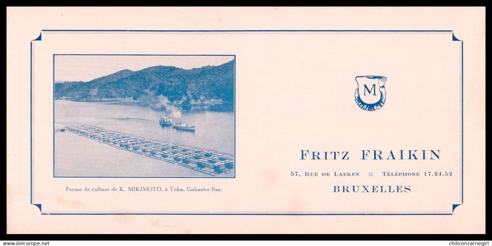 * Buvard - FRITZ FRAIKIN - FERME DE CULTURE DE K. MIKIMOTO A TOBA - GOKASHO BAY - BATEAU - Profumi & Bellezza