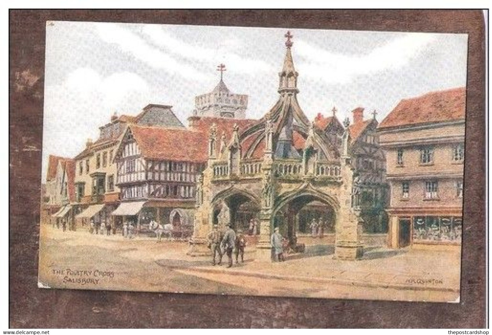 THE POULTRY CROSS SALISBURY Quinton ART DRAWN POSTCARD UNUSED ENGLAND - Salisbury