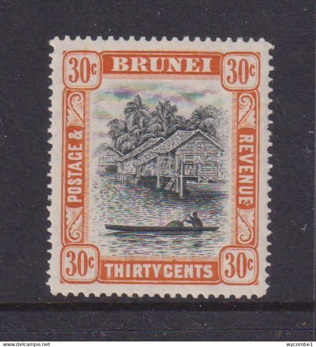 BRUNEI - 1947-51 Brunei River 30c Watermark Mult, Script CA Hinged Mint - Brunei (...-1984)