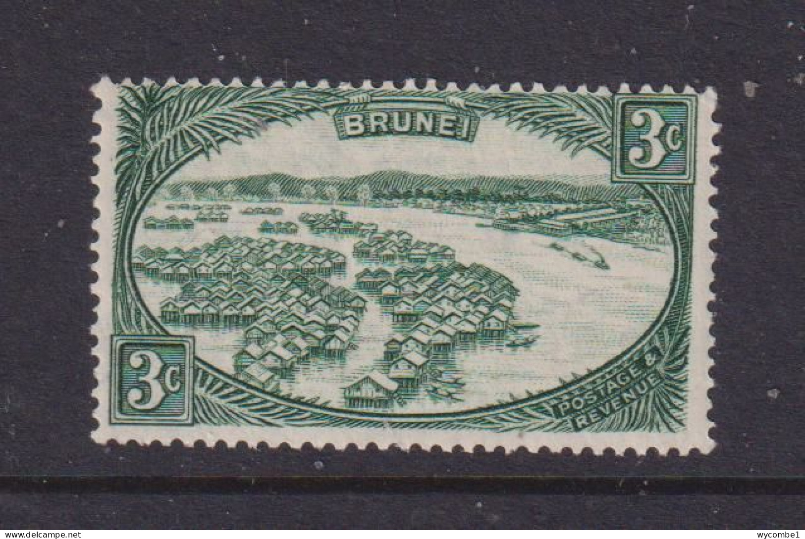 BRUNEI - 1947-51 Native Houses 3c Watermark Mult, Script CA Hinged Mint - Brunei (...-1984)