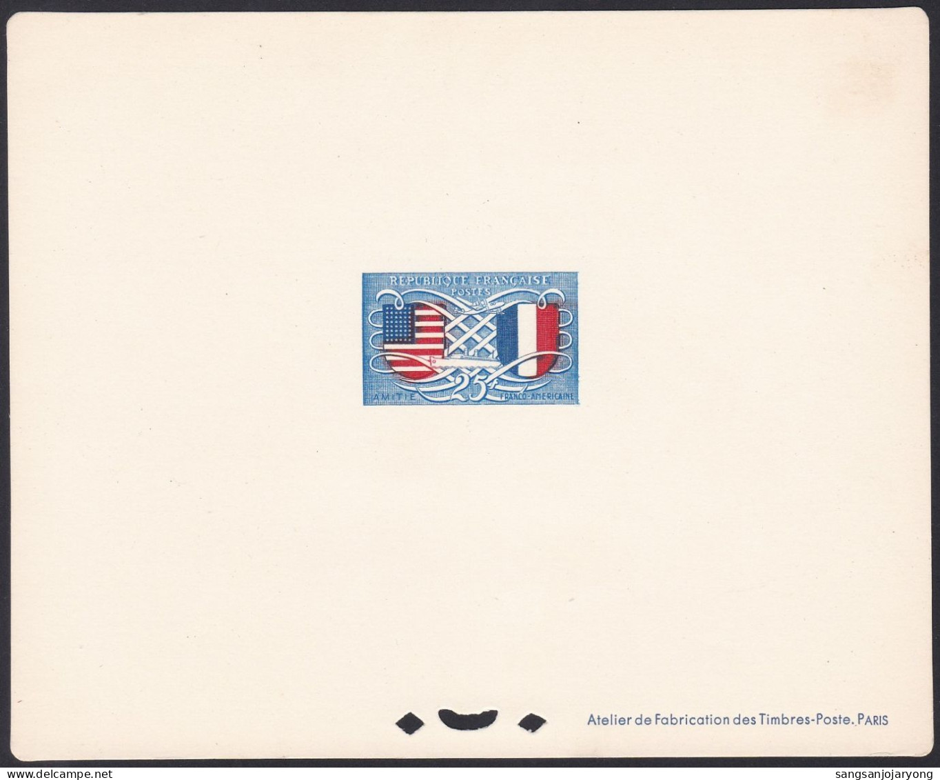 France Sc622 Franco-American Friendship, Flag, Plane, Steamship, Drapeau, Avion, Navire, Deluxe Proof, Epreuve - Autres & Non Classés